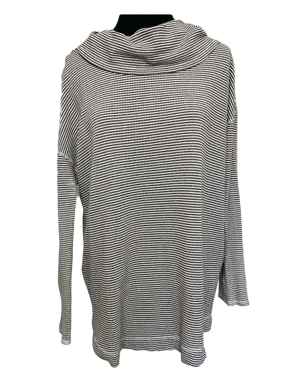 J. Jill | Gray Striped Lightweight Knit Cowl Neck Tunic Top, Large